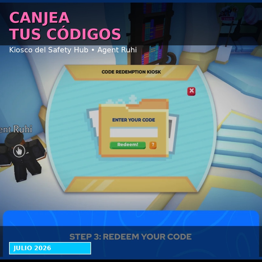 Kiosco de canje de códigos en Adopt Me! Safety Hub con Agent Ruhi